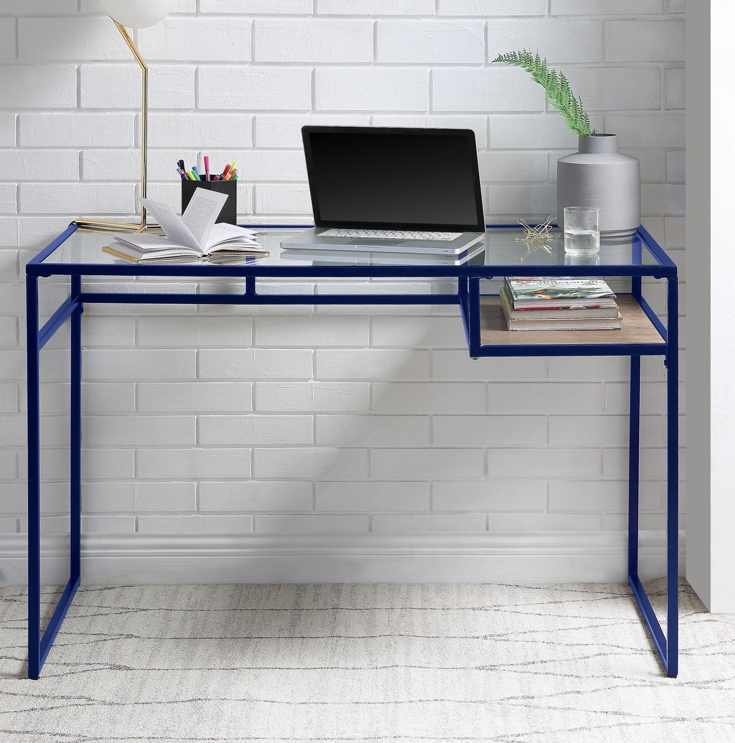 Bureau Yasin bleu et verre