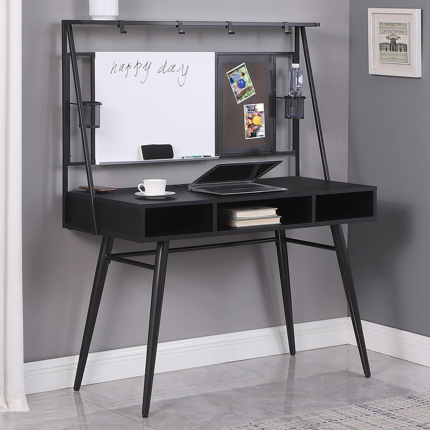 Bureau Jessie avec ports USB noir et bronze