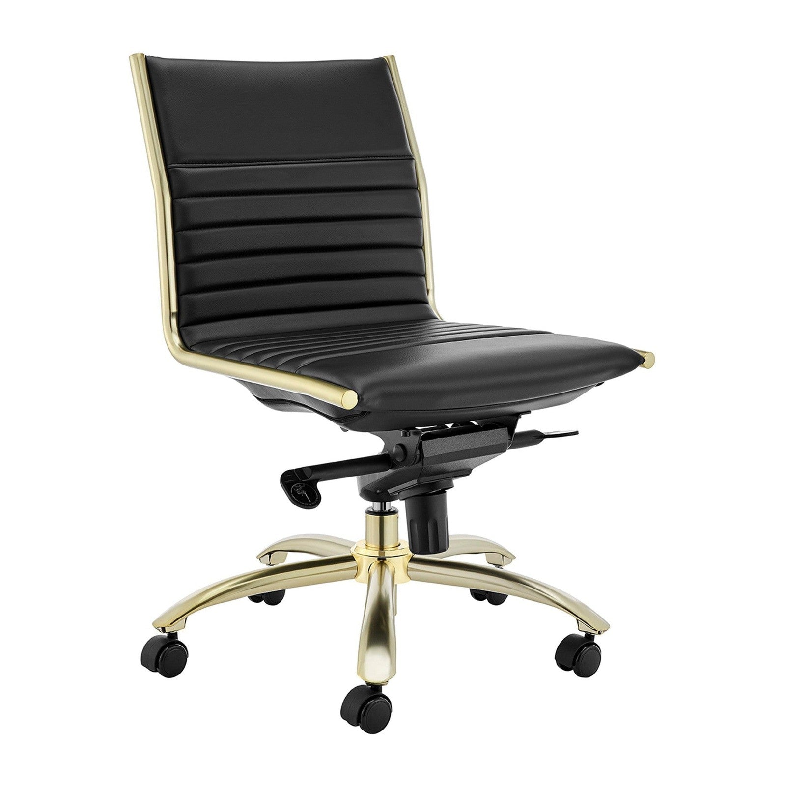 Chaise de bureau à dossier bas de style européen Dirk sans accoudoirs