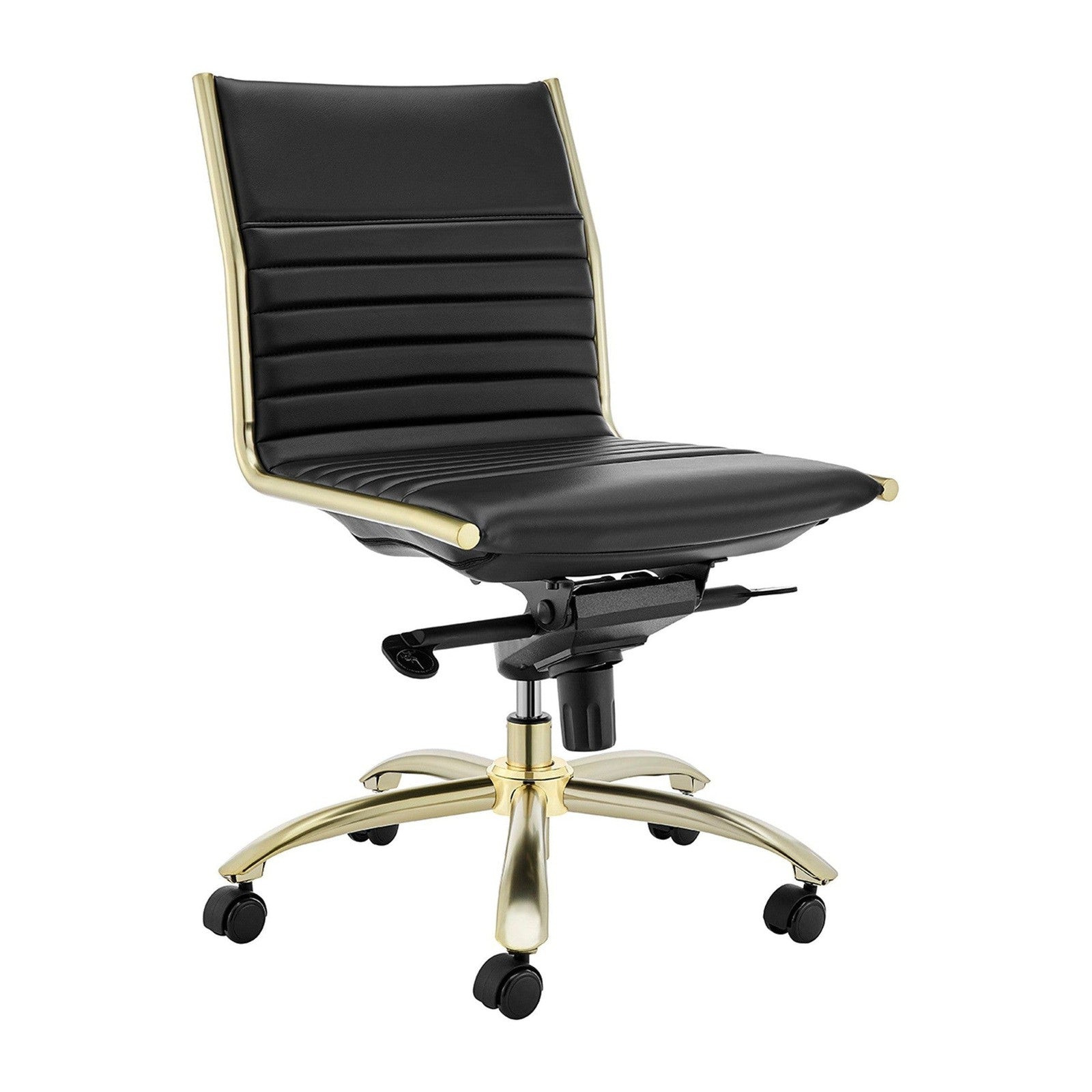 Chaise de bureau à dossier bas de style européen Dirk sans accoudoirs