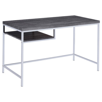 Bureau rectangulaire Kravitz gris patiné et chrome