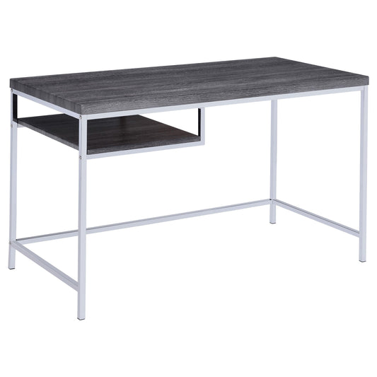 Bureau rectangulaire Kravitz gris patiné et chrome