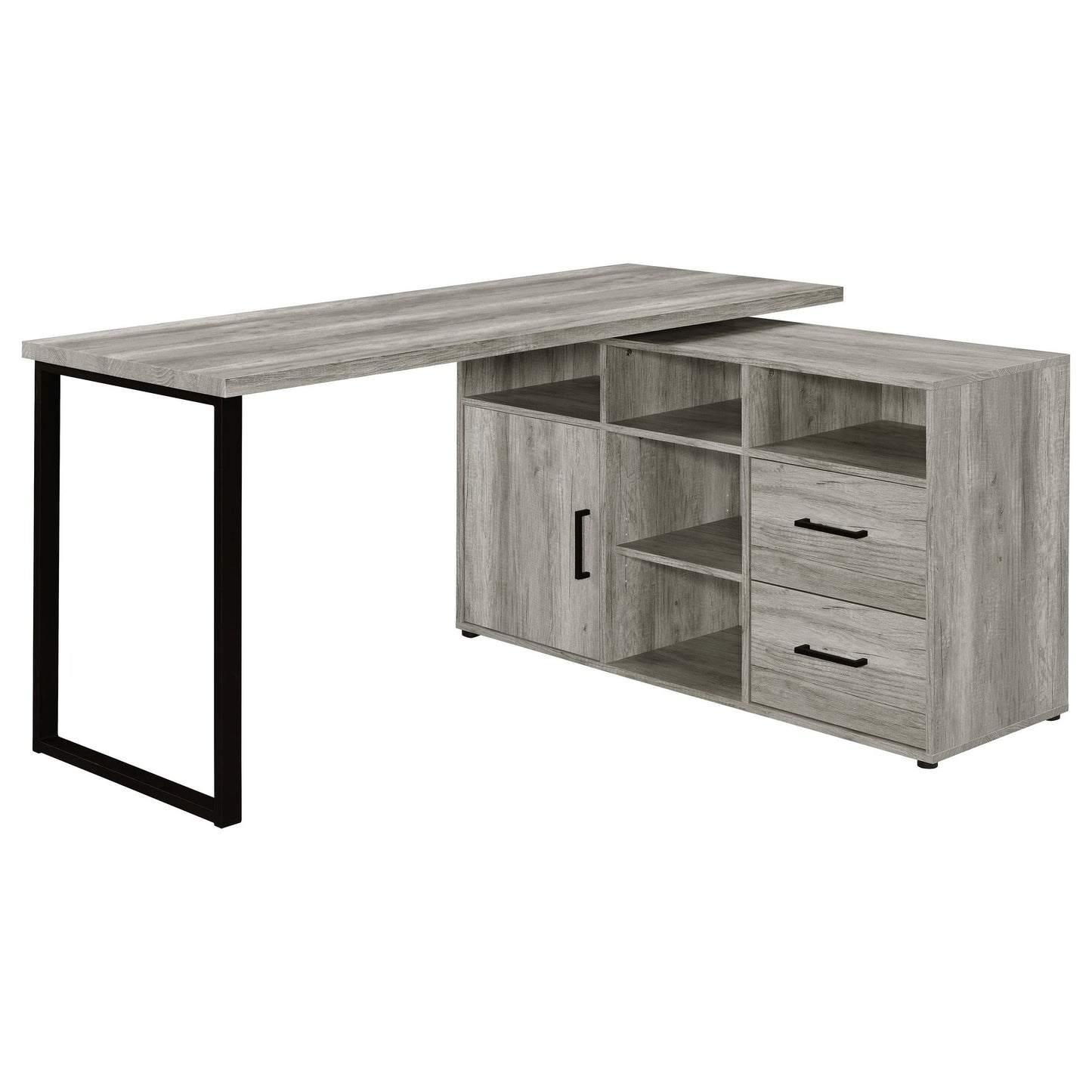 Bureau en L Hertford avec rangement en bois flotté gris
