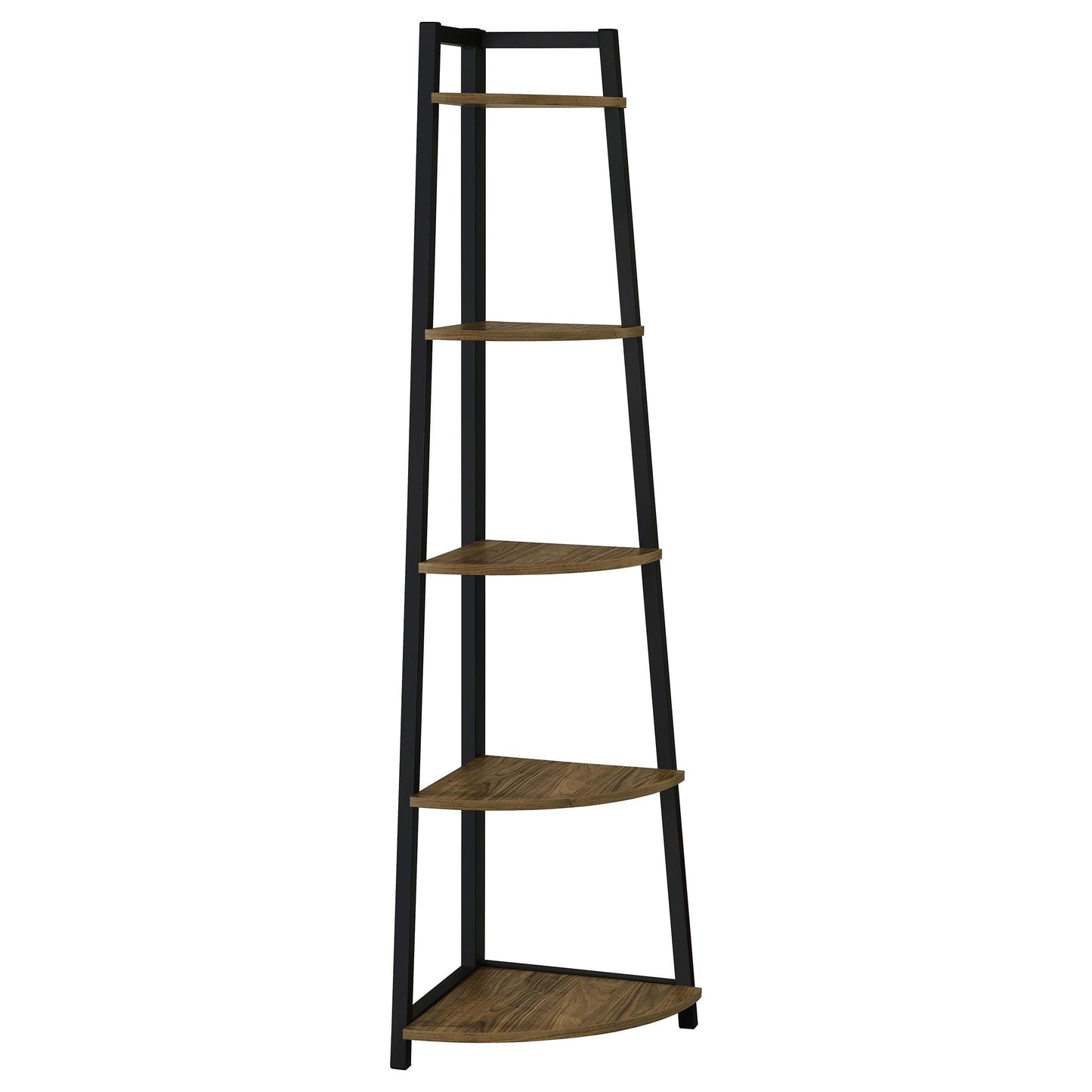 Bibliothèque d'angle à 5 niveaux Jacksonville en noyer vieilli