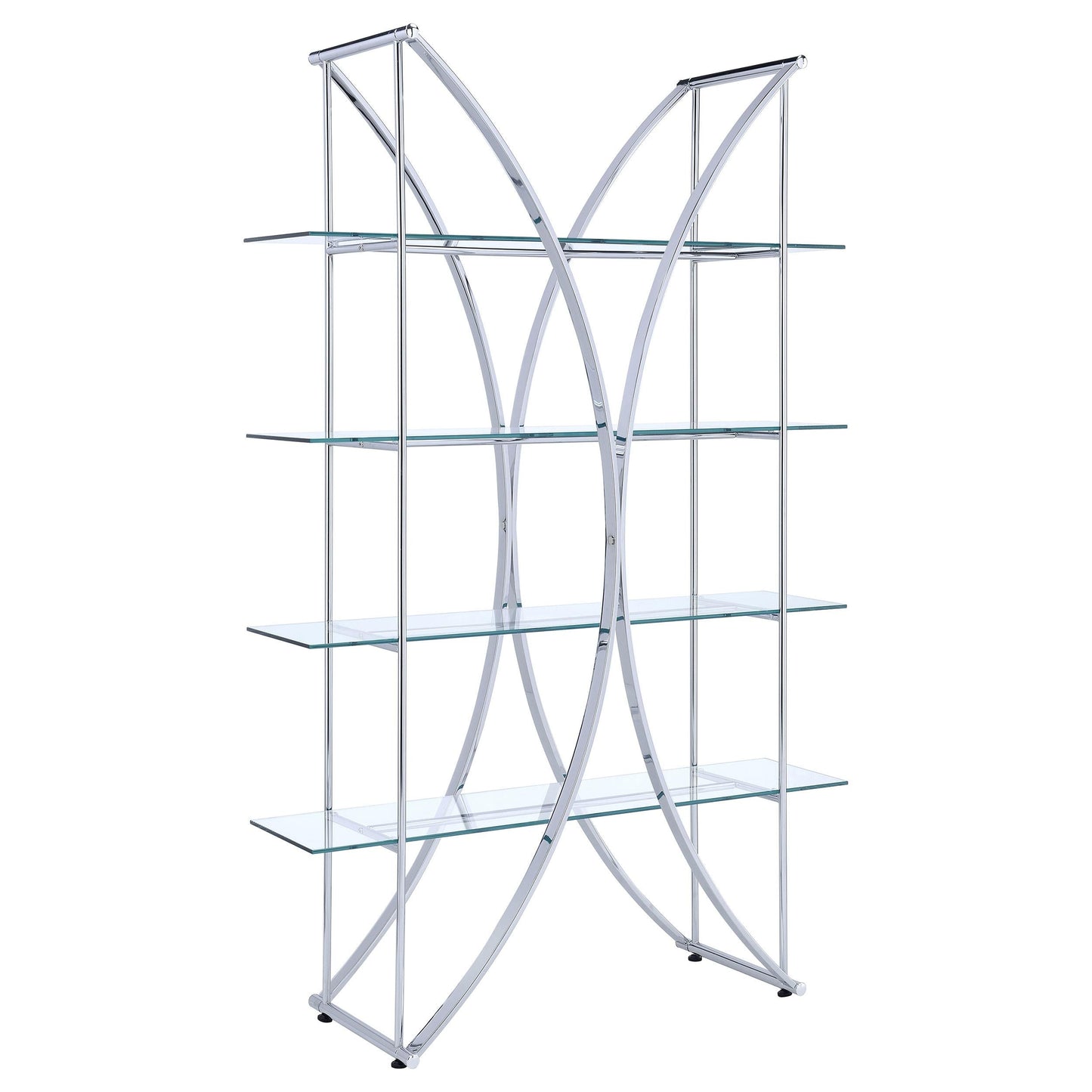Bibliothèque Larson à 4 niveaux en chrome et transparent