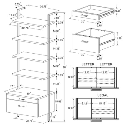 Ensemble de bibliothèques murales Owens 3 pièces de 96 pouces en noyer