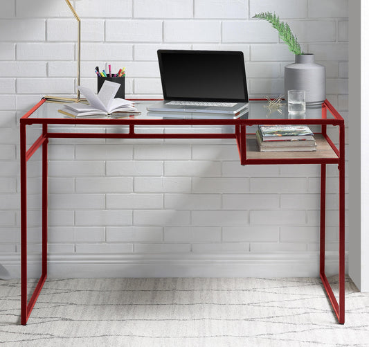 Bureau Yasin rouge et verre
