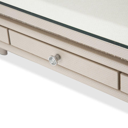 Bureau 2 pièces Glimmering Heights avec plateau en verre ivoire