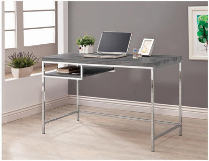 Bureau rectangulaire Kravitz gris patiné et chrome