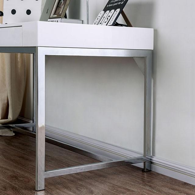 Bureau d'ordinateur Loke blanc/chrome