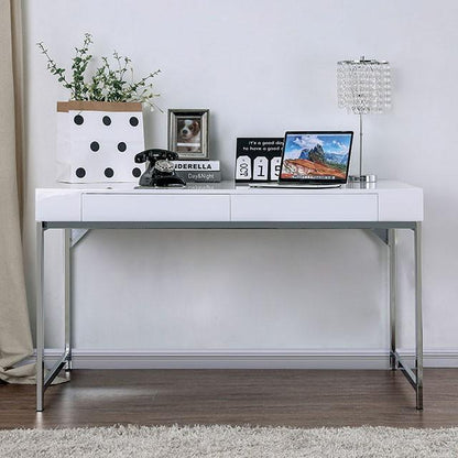 Bureau d'ordinateur Loke blanc/chrome