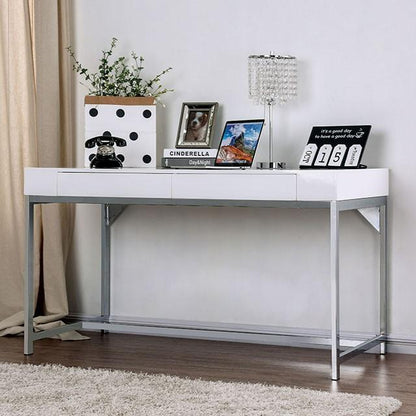 Bureau d'ordinateur Loke blanc/chrome