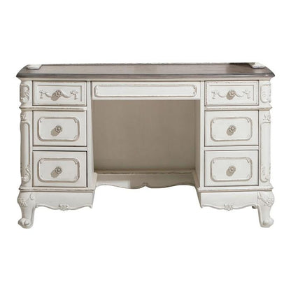 Bureau Cendrillon en blanc antique avec touches grises 1386NW-11
